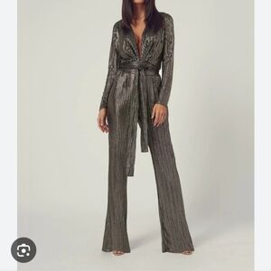 Melissa Odabash Shimmering Gold And Black Jumpsuit